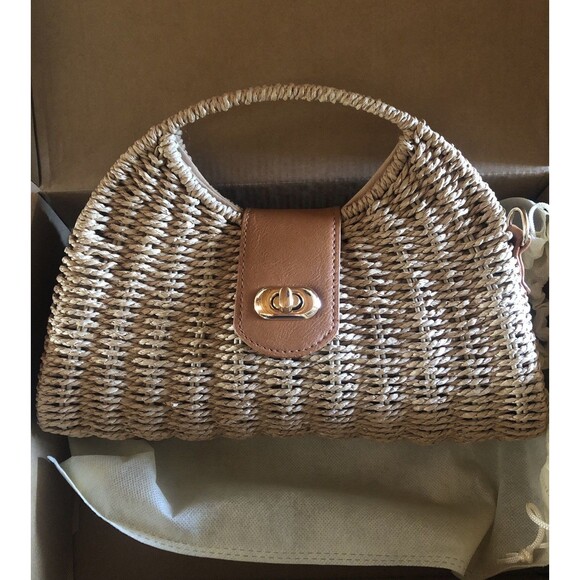 Straw Crossbody Bag Handwoven Rattan Tote Bags Straw Top Handle Shoulder NEW!! - Picture 8 of 12